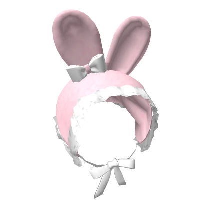 🍀Fluffy Bunny Hood w Bow Ribbon (Pink)