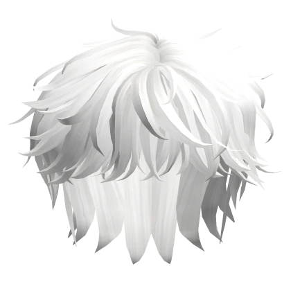 Messy Fluffy Anime Hair in White