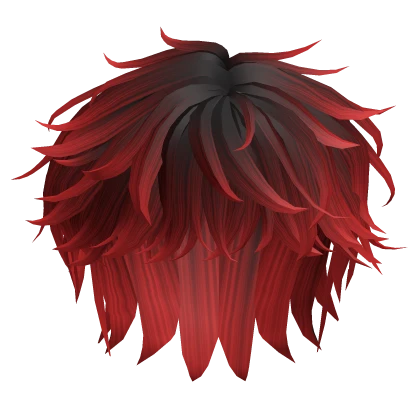 Messy Fluffy Anime Hair in Red&Black