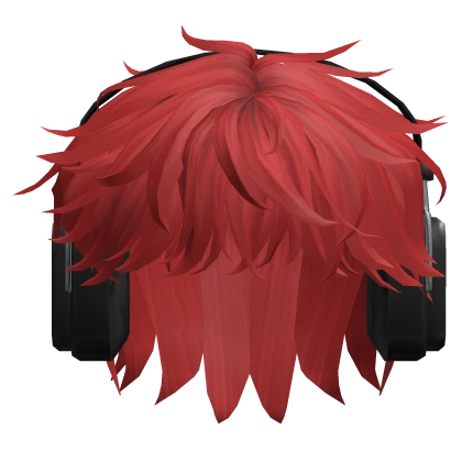 Messy Anime Hair w/ Headphones in Red