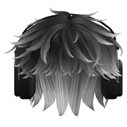 Messy Anime Hair w/ Headphones in Black & White