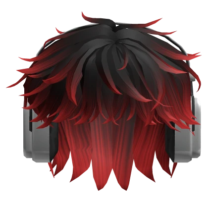Messy Anime Hair w/ Headphones in Black&Red