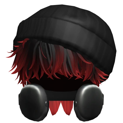 Messy Boy Hair w/ Beanie & Headphones(Red&Black)