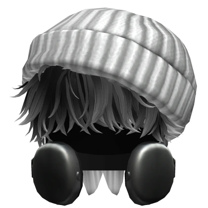 Messy Boy Hair w/ Beanie & Headphones(Black&White)