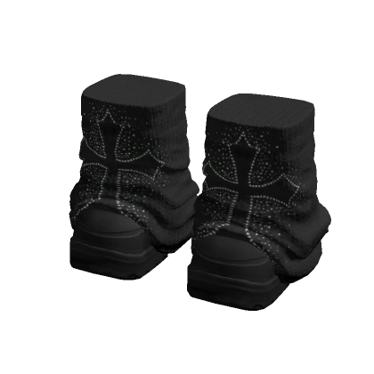 Grunge Platform Boots Rhinestone Cross