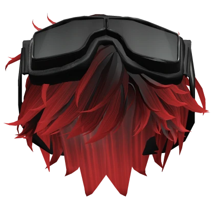 Swept-Back Anime Hair w/ Goggles in Black&Red