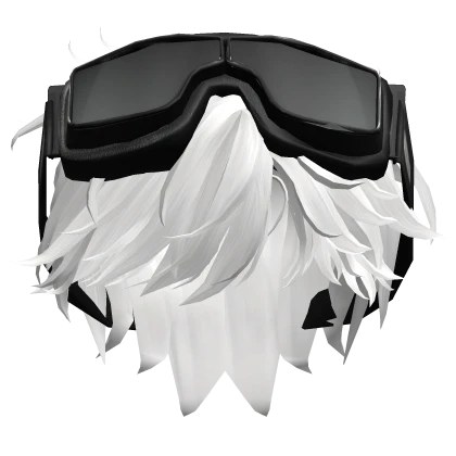 Swept-Back Anime Hair w/ Goggles in White