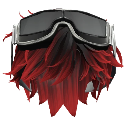 Swept-Back Anime Hair w/ Goggles in Black&Red