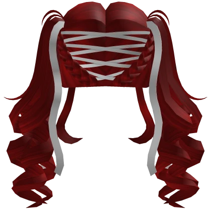 Soft Curly Pigtails w/ Ribbons (Red+White)