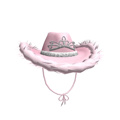 Preppy Fur Tiara Cowboy Hat Pink