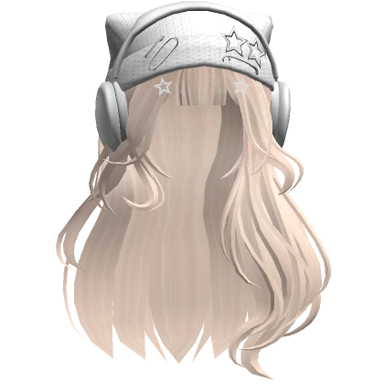 Grunge Soft Hair w/ Cat Beanie Headphones(Beige)