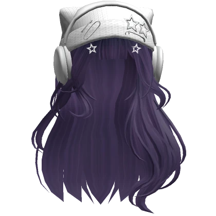 Grunge Soft Hair w/ Cat Beanie Headphones(Purple)