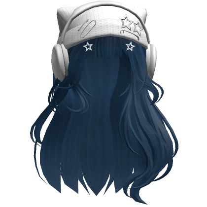 Grunge Soft Hair w/ Cat Beanie Headphones Blue