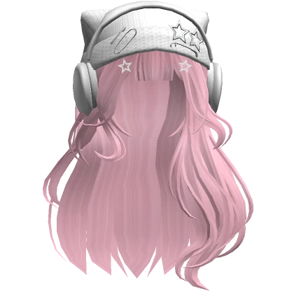 Grunge soft hair w/ cat beanie headphones in Pink