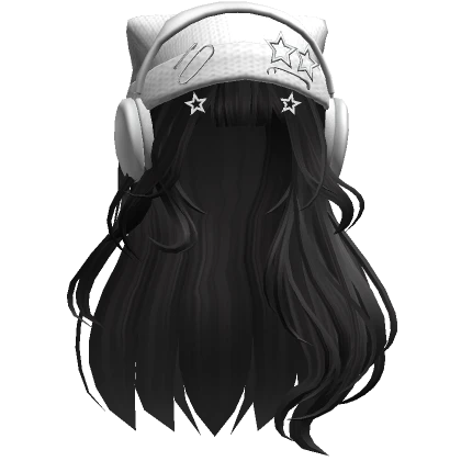 Grunge soft hair w/ cat beanie headphones in Black