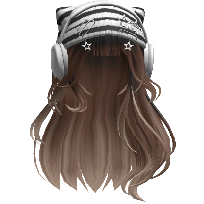 Grunge Soft Hair w/ Cat Beanie Headphones(Ombre)