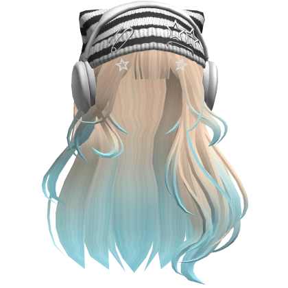 Grunge Soft Hair w/ Cat Beanie Headphones(Ombre)