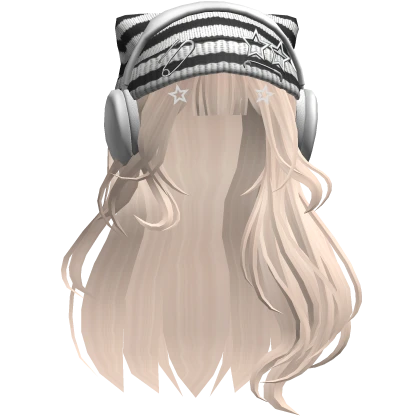 Grunge Soft Hair w/ Cat Beanie Headphones(Beige)