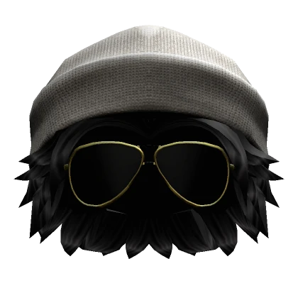 Black Wavy Hair w/ Beanie and Sunglasses