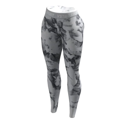 Skinny Sport Leggings White Marble