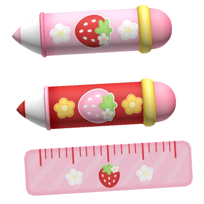 ♡ (lower) kawaii strawberry school pencil hairclip