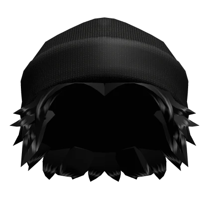 Black Anime Wolf Hair w/ Black Beanie