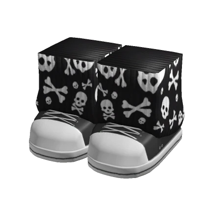 canvas shoes with skull leg warmers