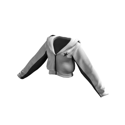 Y2k cropped zip up star jacket in white and black 