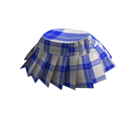 Chibi Doll: Y2K White Blue Plaid Skirt