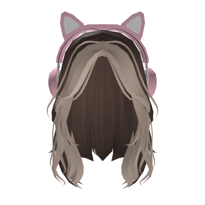 Brown and Blonde Hair w/ Kitty Headphones