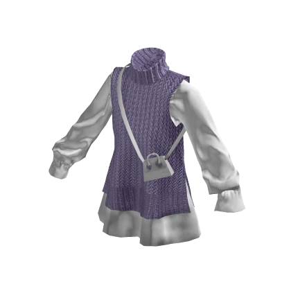 Layered Dress Shirt Sweater & Cute Bag Lilac