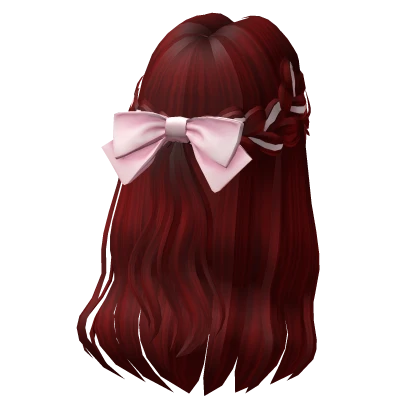 Soft Flowy Half up Hair w/ Bow In Red