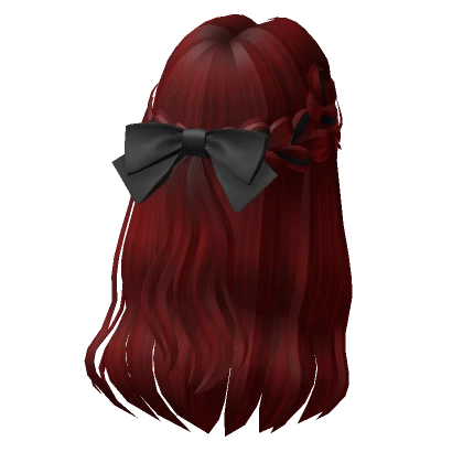 Soft Flowy Half up Hair w/ Bow In Red