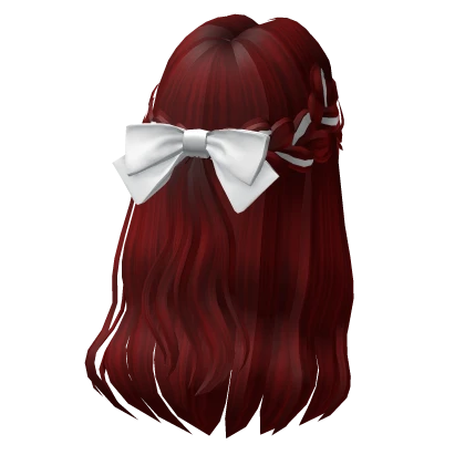 Soft Flowy Half up Hair w/ Bow In Red