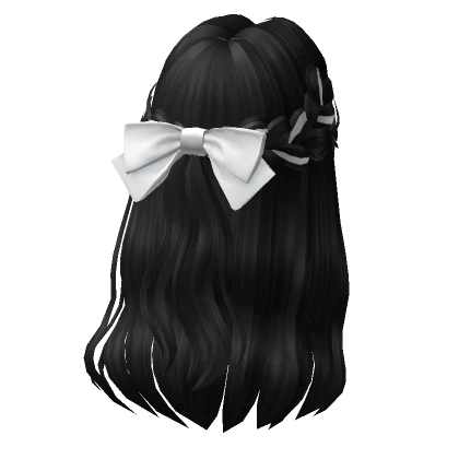 Soft Flowy Half up Hair w/ Bow In Black