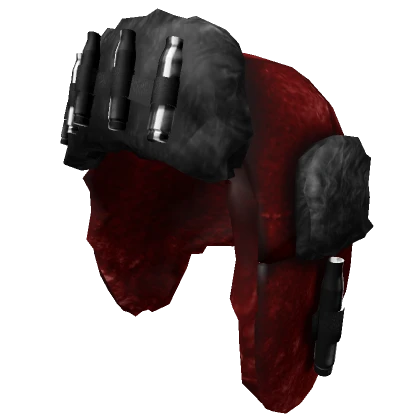 Y2k Emo Bullet Ushanka in black and dark red 