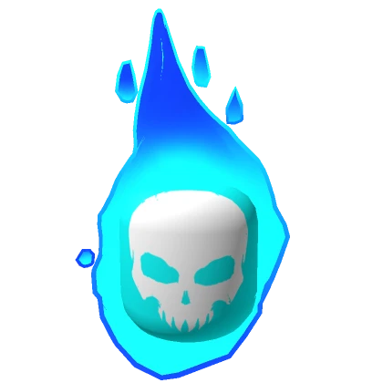 Blue Fire Flaming Skull Head