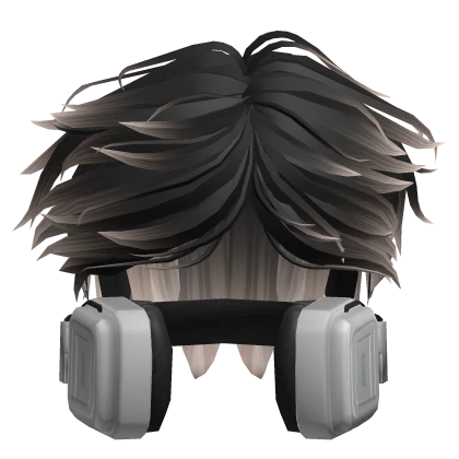 Side-Swept Messy Hair w/ Headphones(Black&Blonde)