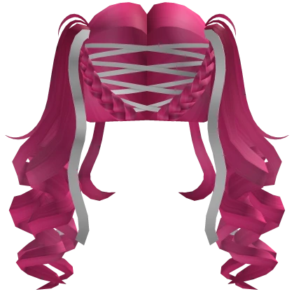 Soft Curly Valentines Pigtails w/ Ribbons (Pink)