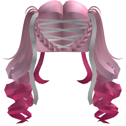 Soft Curly Valentines Pigtails w/ Ribbons (Pink)