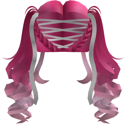 Soft Curly Valentines Pigtails w/ Ribbons (Pink)