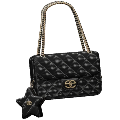 Designer Metallic Star Charm Bag (Black)