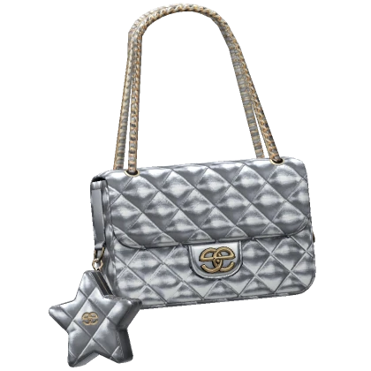 Designer Metallic Star Charm Bag (Silver)