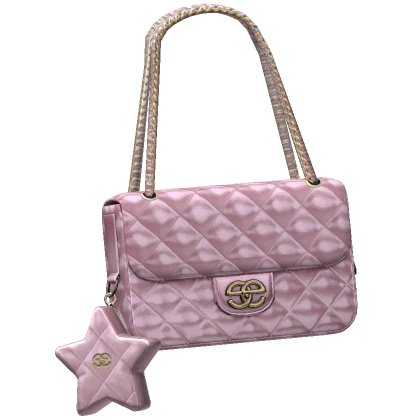 Designer Metallic Star Charm Bag (Pastel Pink)