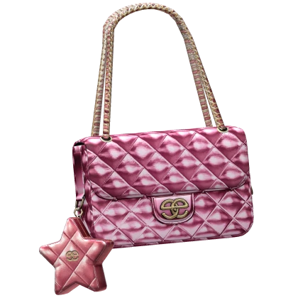 Designer Metallic Star Charm Bag (Pink)