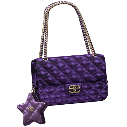Designer Metallic Star Charm Bag (Purple)
