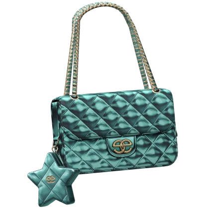 Designer Metallic Star Charm Bag (Teal)