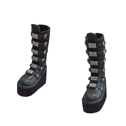 y2k Goth Heel Boots Black