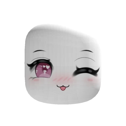 Cute Chibi Blush Wink Makeup Face