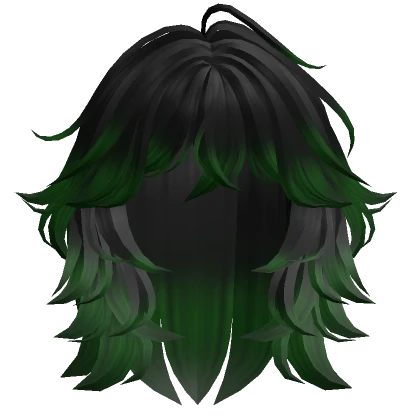 Grunge Fluffy Wolfcut (Black to Green)